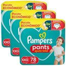 Kit 3 Fraldas Pants Ajuste Total XXG 78 unidades