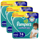 Kit 3 Fraldas Confort Sec XXXG 74 unidades